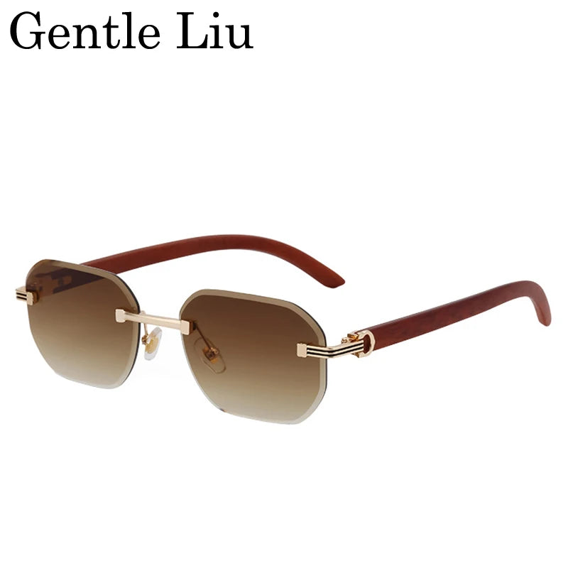 Vintage Square Rimless Sunglasses Men Luxury Brand Trendy Frameless Punk UV400 Eyewear Anti Blue Light Prescription Glasses