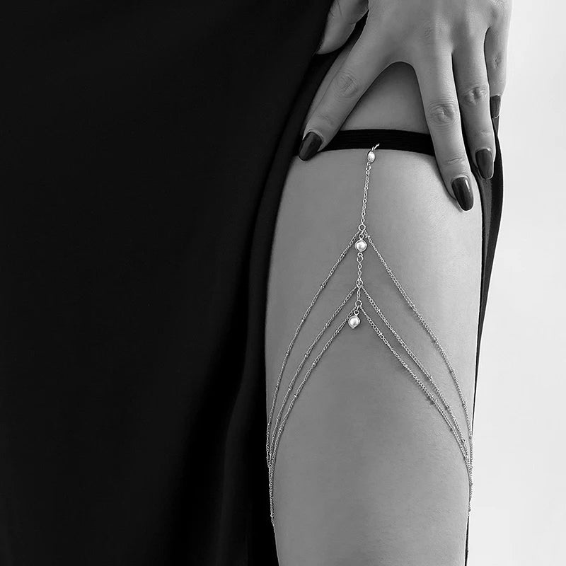 New Women Bohemian Thigh Chain Simple Star Body Chains for Women Double-layer Metal Body chain Fashion Thigh Jewelry Leg Cha