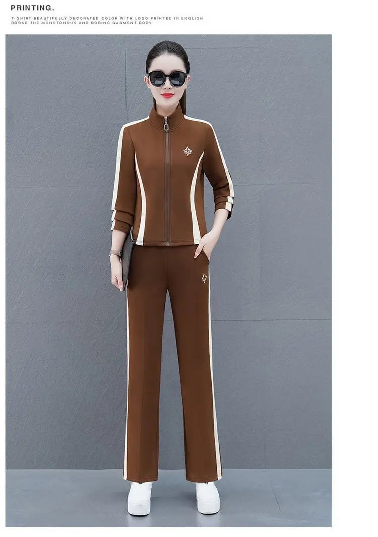 Women's Sportswear Suit Spring And Autumn Clothing New Fashion Leisure Tracksuit For Woman Crop Top Pants Two Pieces Sets