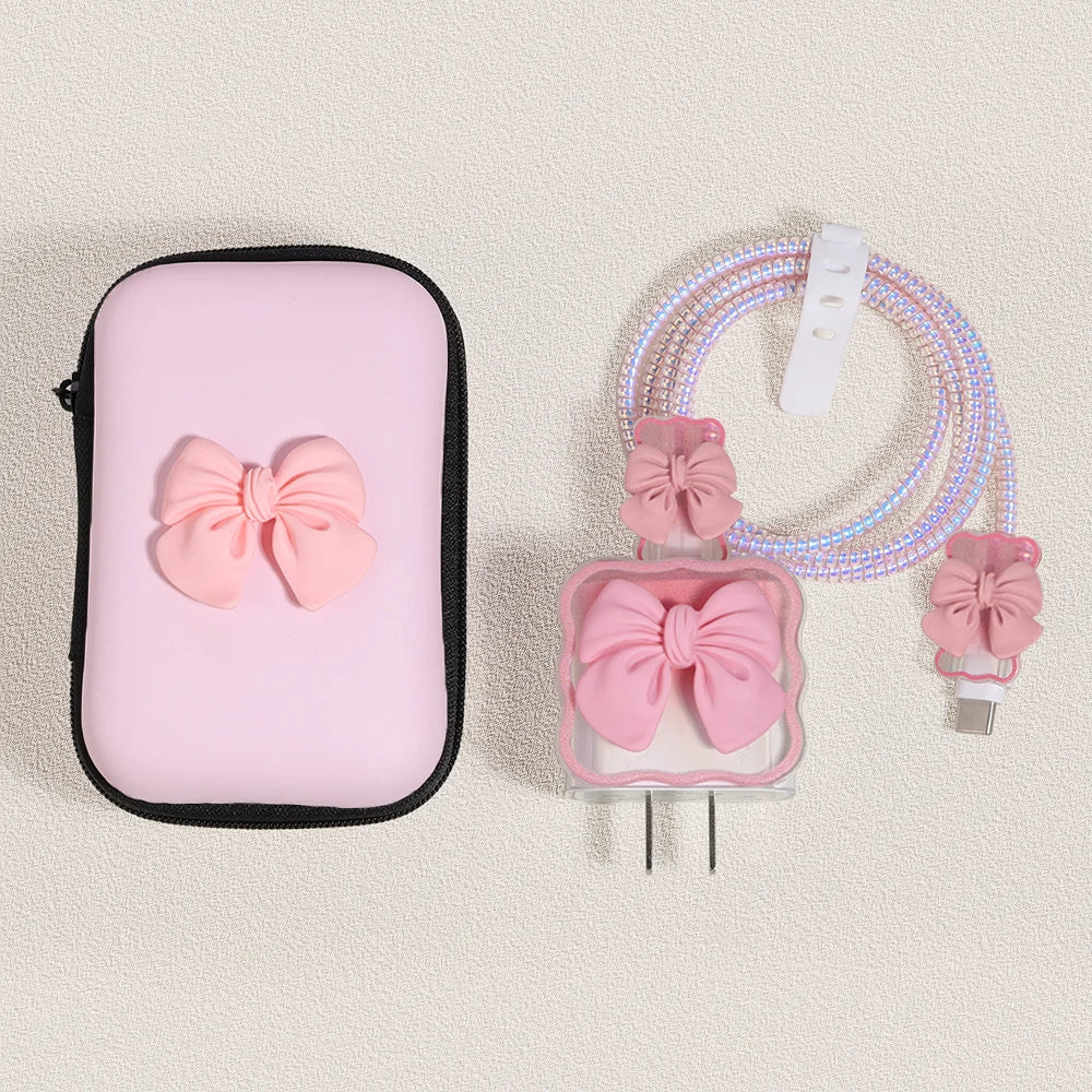 Cute Ins Cable Protector For iPhone iPad 18W/20W Charger Protective Case With Storage Bag Cable Management Wire Cord Unique Organizer
