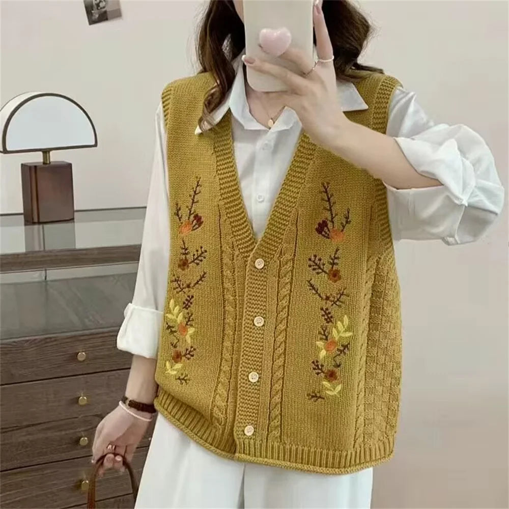 Spring Autumn Style Fashion Women's Knitted Cardigan Sweater Vest Sleeveless Ladies Waistcoat Jacket Basic Coats