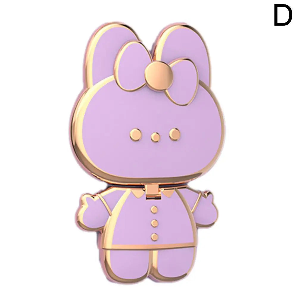 Universal Mobile Phone Holder Metal Cute Cat Phone Holder Cell Phone Stand 2 In 1 Finger Holder With Make Up Mirror