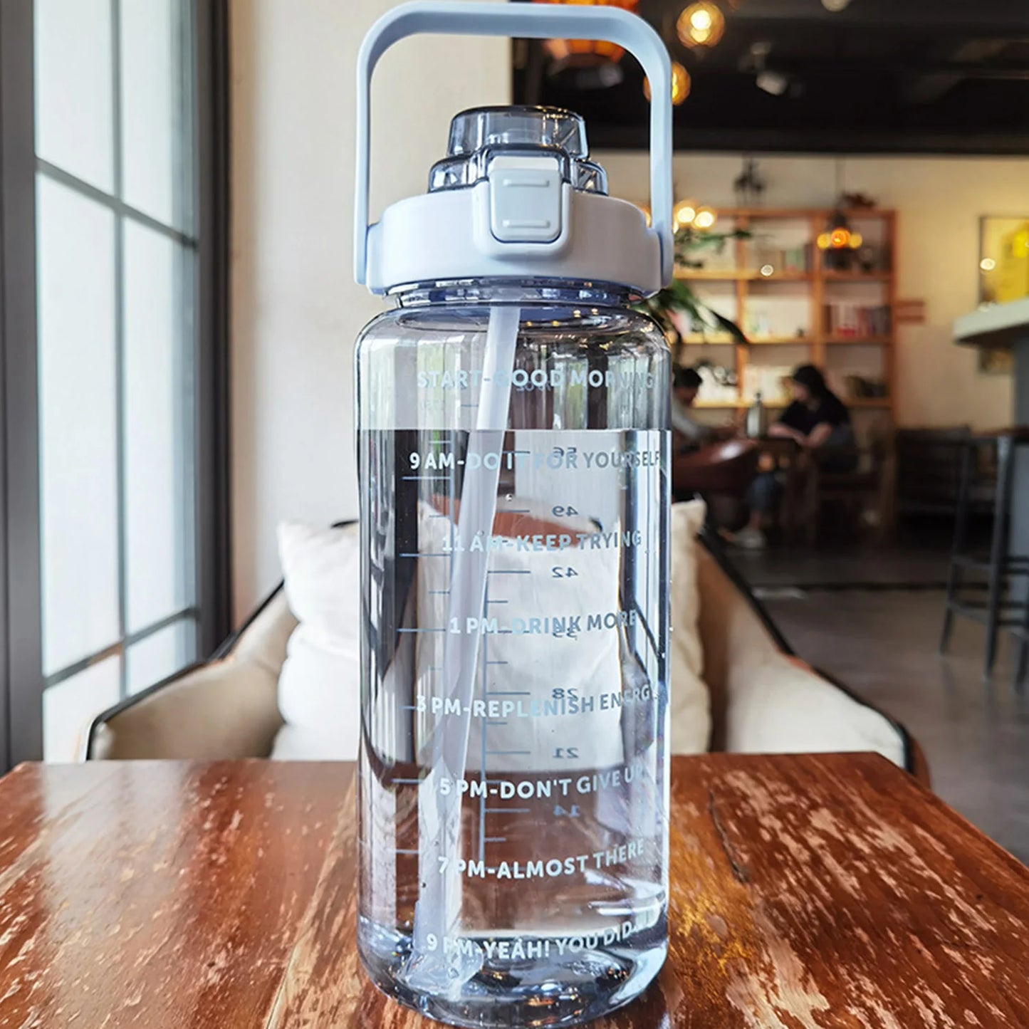 2L Large Capacity Water Bottles Portable Sports Water Bottle With Straw Fitness Bike Cup Summer With Time Marker