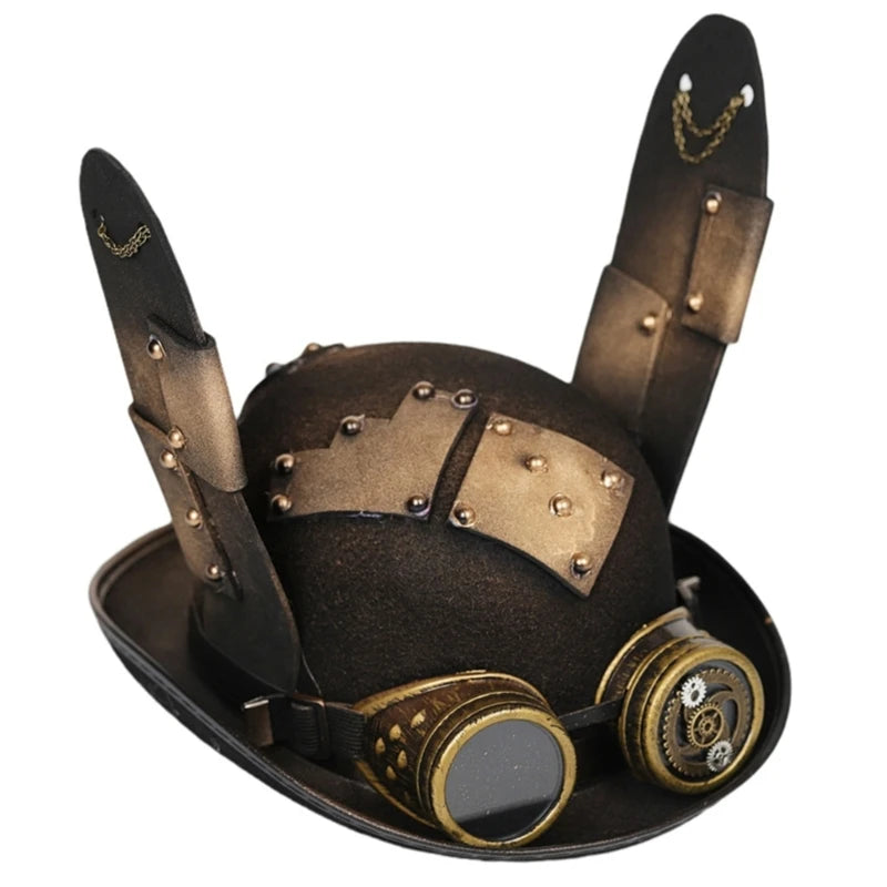 Steampunk Men Hat With Goggles Gay Top Hat Jazz Hat Gothic Steampunk Top Hat For Men Non-slip Hat Carnival Nightclub