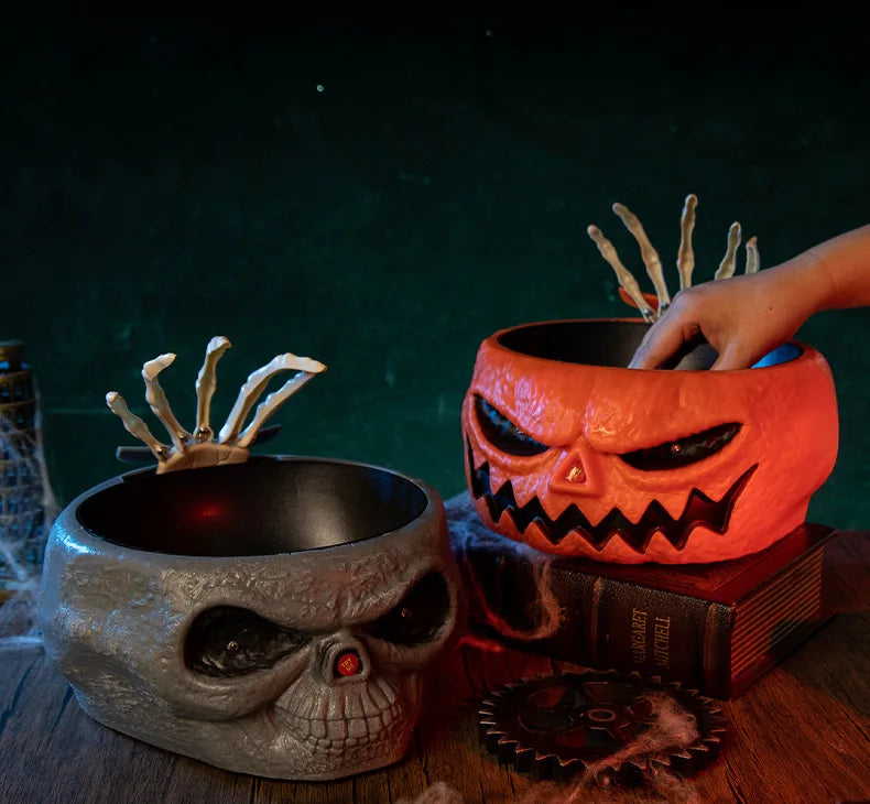Halloween Electric Ghost Hand Candy Bowl Scary Decor Haunted House Party Prop Prank Costume Accessory