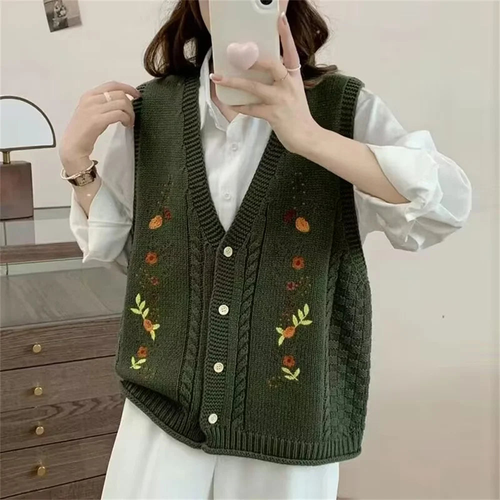 Spring Autumn Style Fashion Women's Knitted Cardigan Sweater Vest Sleeveless Ladies Waistcoat Jacket Basic Coats