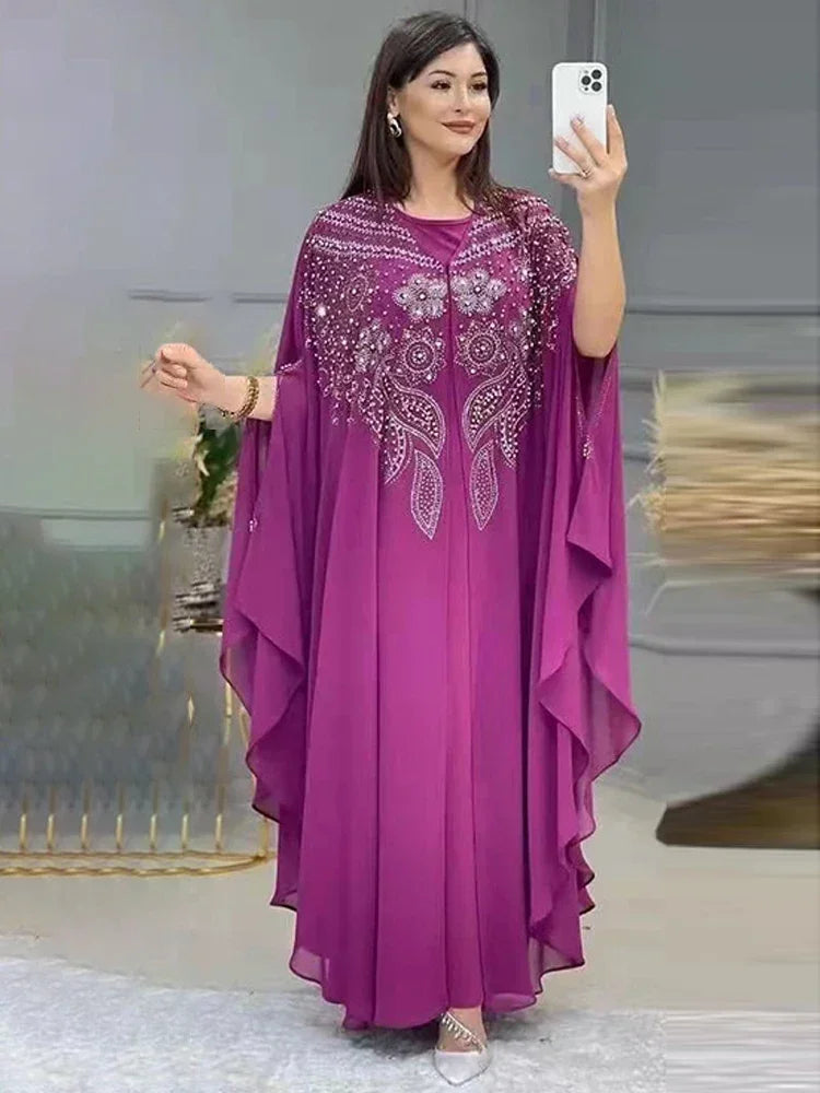 Abayas For Women Dubai Luxury Chiffon Boubou Muslim Fashion Dress Caftan Wedding Party Occasions Djellaba Femme