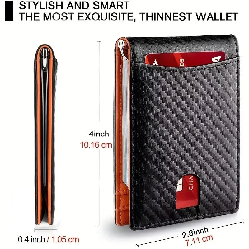 Slim Wallets for Men - Leather Money Clip Mens Wallet - RFID Blocking Front Pocket Bifold Wallet - Minimalist Credit Card Holder mon