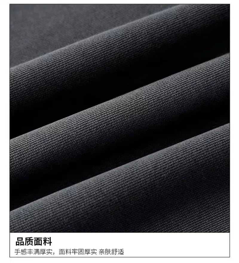 heavy cotton sweater men's autumn new loose and thick long-sleeved t-shirt solid color Japanese crew neck bottoming shirt mon
