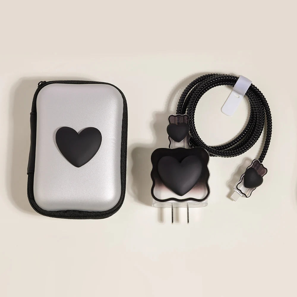 Cute Ins Cable Protector For iPhone iPad 18W/20W Charger Protective Case With Storage Bag Cable Management Wire Cord Unique Organizer
