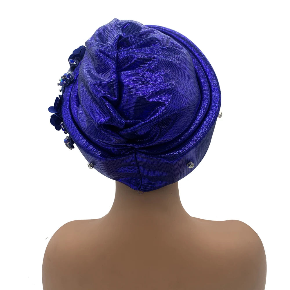 Exquisite Bouquet African Women's Turban Cap Ready to Wear Nigeria Auto Gele Headtie Female Fashion Head Wraps Turbante Mujer