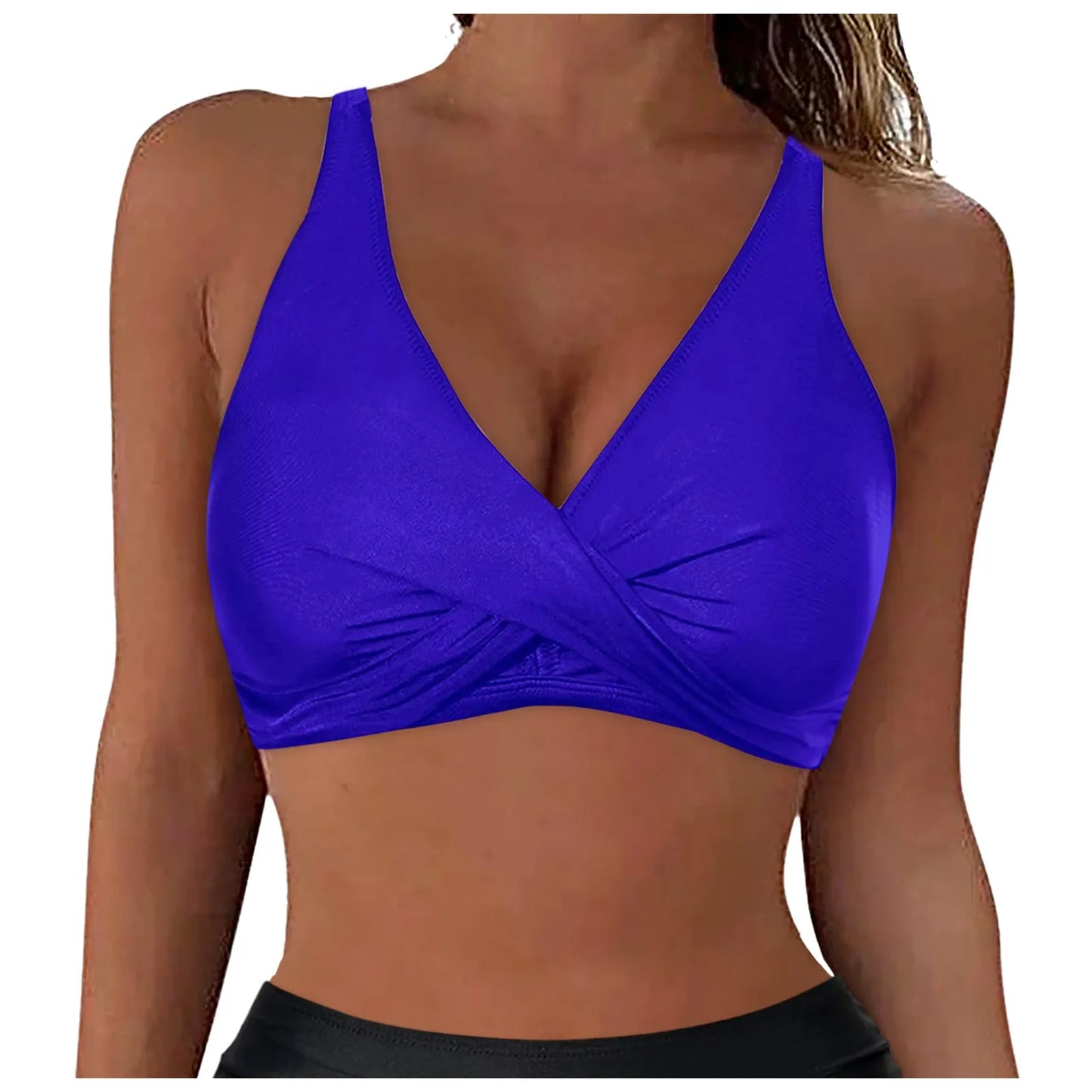 Women Lace Up Swimwear Tops Underwire Full Coverage Bikini Top Push Up Swim Crop Top Tie Back Bathing Suit купальник 2024 тренд