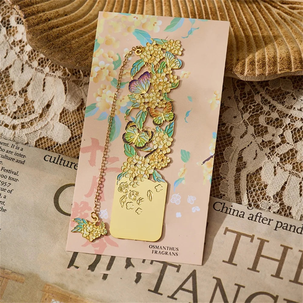Retro Chinese Metal Hollow Bookmarks Creative Out Bookmark Book Clip Student Stationery School Office Supply New Year Gift