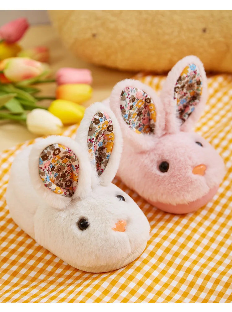 Kid Shoes Girl Fur Slippers Anti Slip Warm Slippers Fashionable Color Matching Cotton Slipper Autumn Winter Thick Bottom Slipper