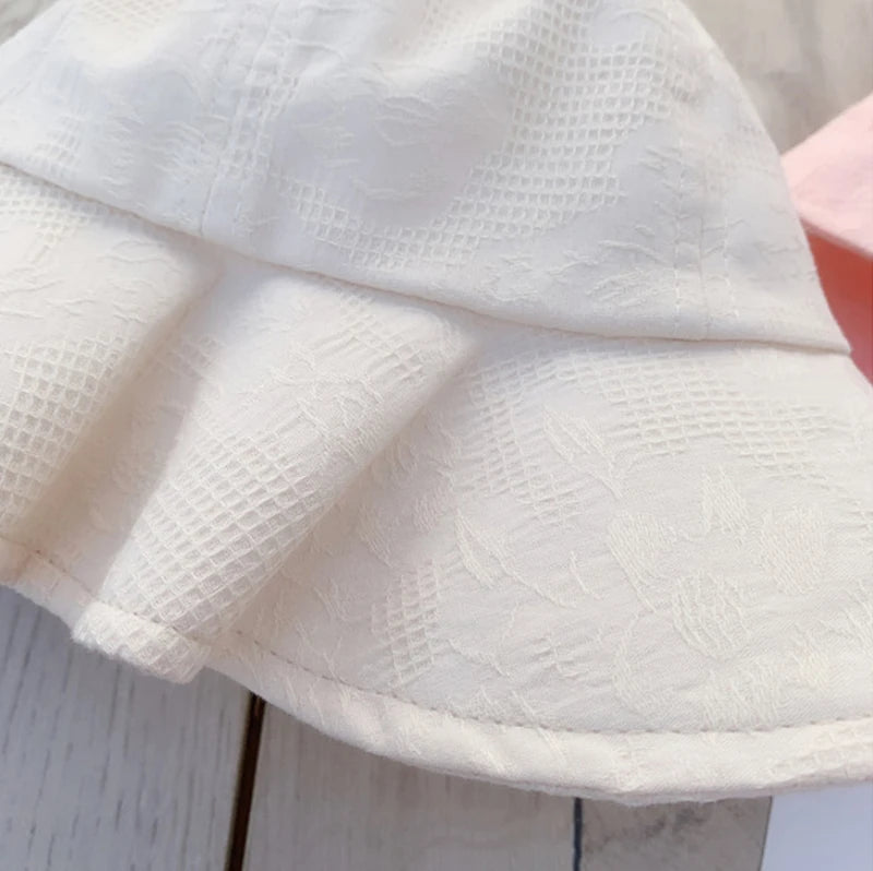 Princess Baby Bucket Hat for Girls Big Bow Summer Baby Girl Cap Wide Brim Travel Baby Sun Hat for Kids Accessories 1-3Y