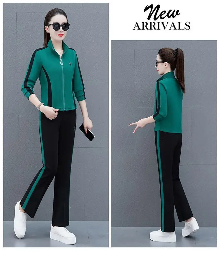 Women's Sportswear Suit Spring And Autumn Clothing New Fashion Leisure Tracksuit For Woman Crop Top Pants Two Pieces Sets