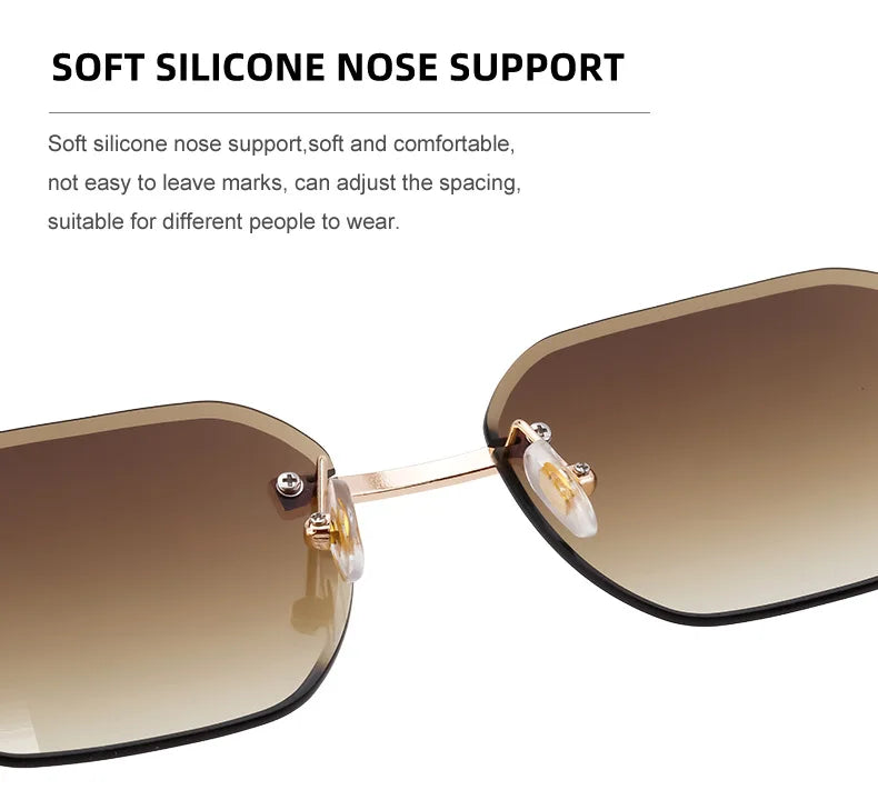 Vintage Square Rimless Sunglasses Men Luxury Brand Trendy Frameless Punk UV400 Eyewear Anti Blue Light Prescription Glasses