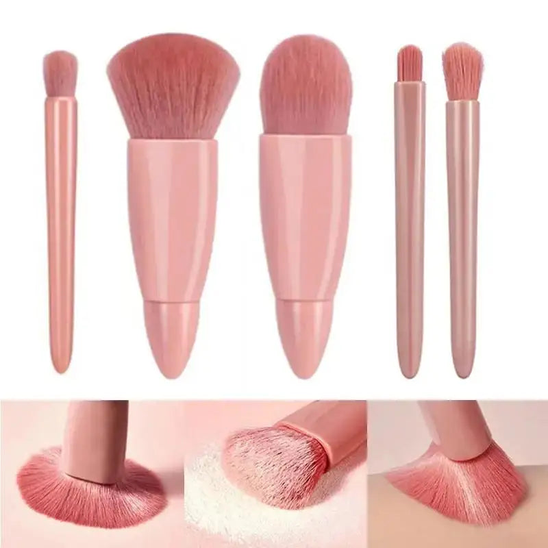 5pcs Travel Size Makeup Brushes tool Set Mini Makeup Brushes, Small Complete Function Cosmetic Brushes Kit With Case And Mirror Perfe