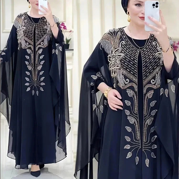 Abayas For Women Dubai Luxury Chiffon Boubou Muslim Fashion Dress Caftan Wedding Party Occasions Djellaba Femme