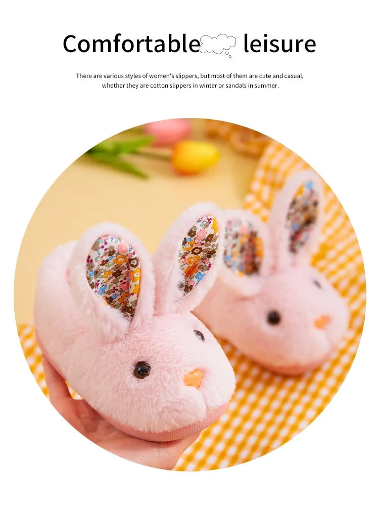 Kid Shoes Girl Fur Slippers Anti Slip Warm Slippers Fashionable Color Matching Cotton Slipper Autumn Winter Thick Bottom Slipper