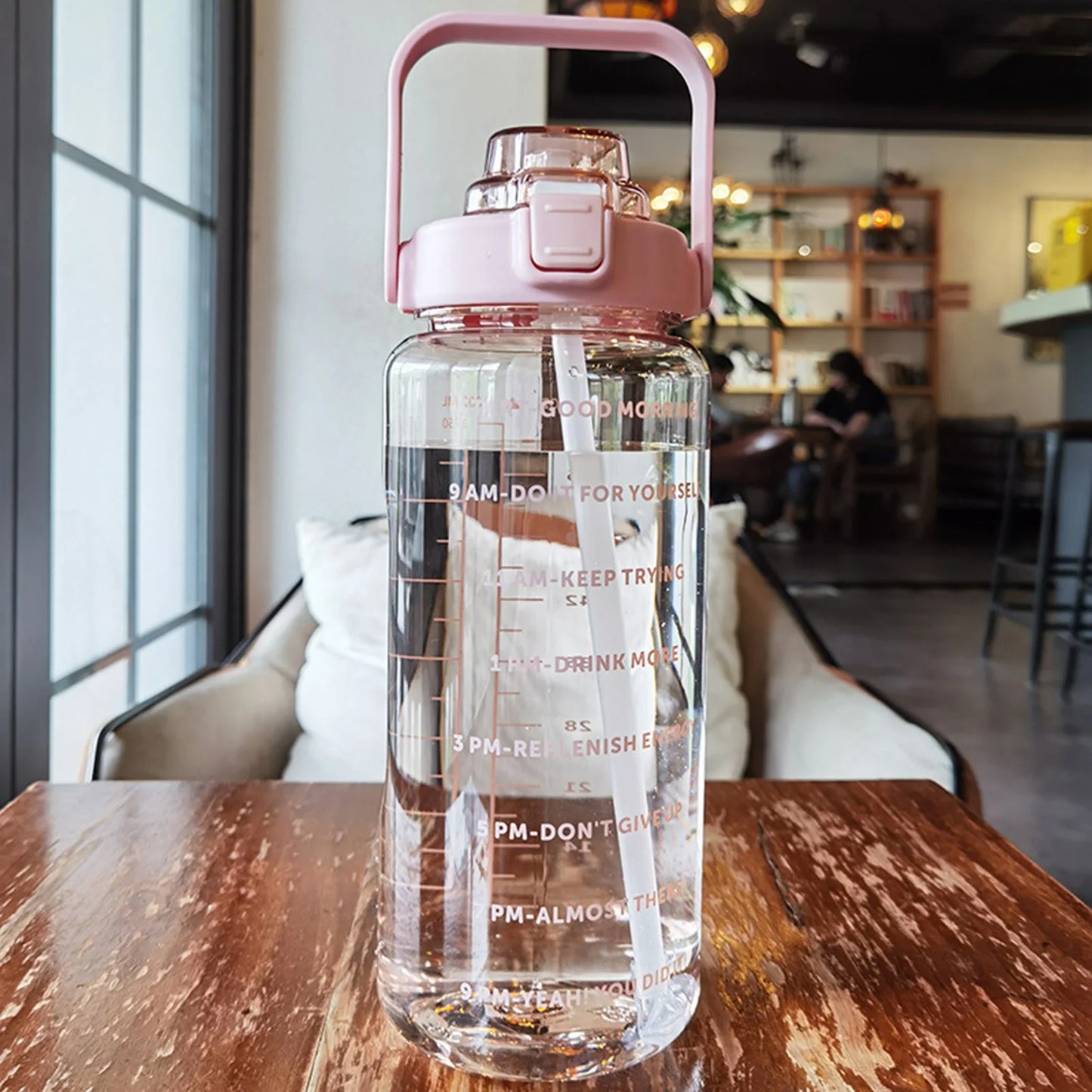 2L Large Capacity Water Bottles Portable Sports Water Bottle With Straw Fitness Bike Cup Summer With Time Marker