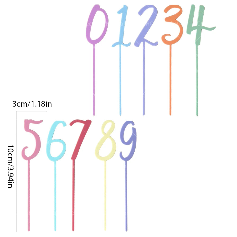 1pc Acrylic Creative Number 0-9 Cake Topper Plugin for Birthday Anniversary Party Cake Dessert Baking DIY Decoration