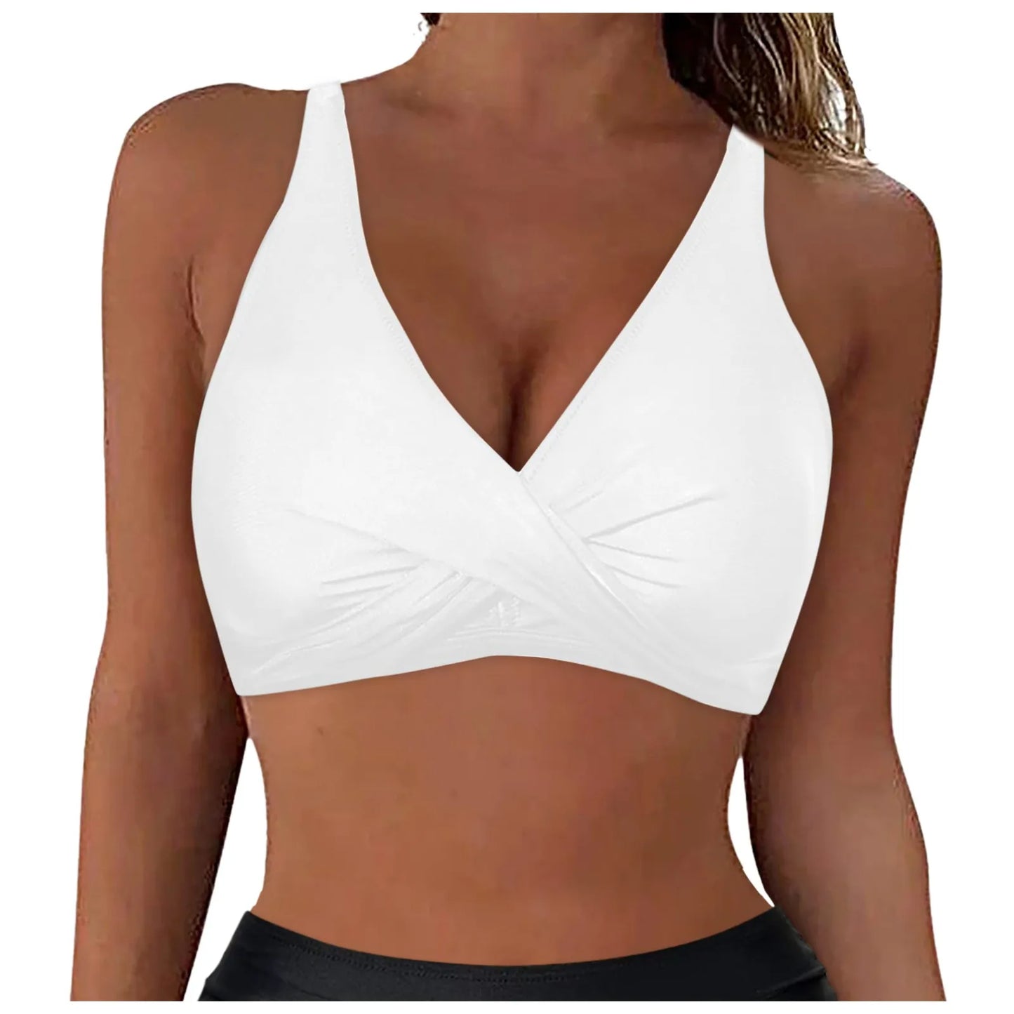 Women Lace Up Swimwear Tops Underwire Full Coverage Bikini Top Push Up Swim Crop Top Tie Back Bathing Suit купальник 2024 тренд