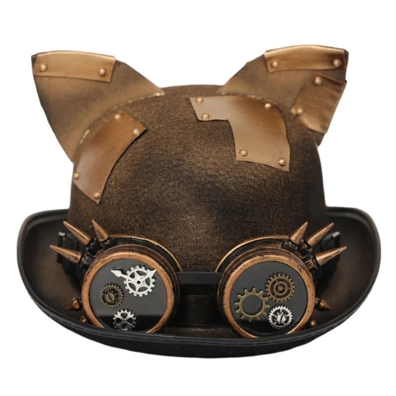 Steampunk Men Hat With Goggles Gay Top Hat Jazz Hat Gothic Steampunk Top Hat For Men Non-slip Hat Carnival Nightclub