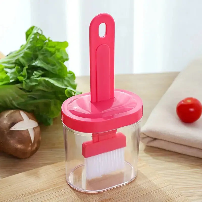 1Pc Oil Brush Pancake Oil Brush Integrated Oil Pot Brush With Bottle Kitchen Dustproof Household High Temperature Baking Tool - unique