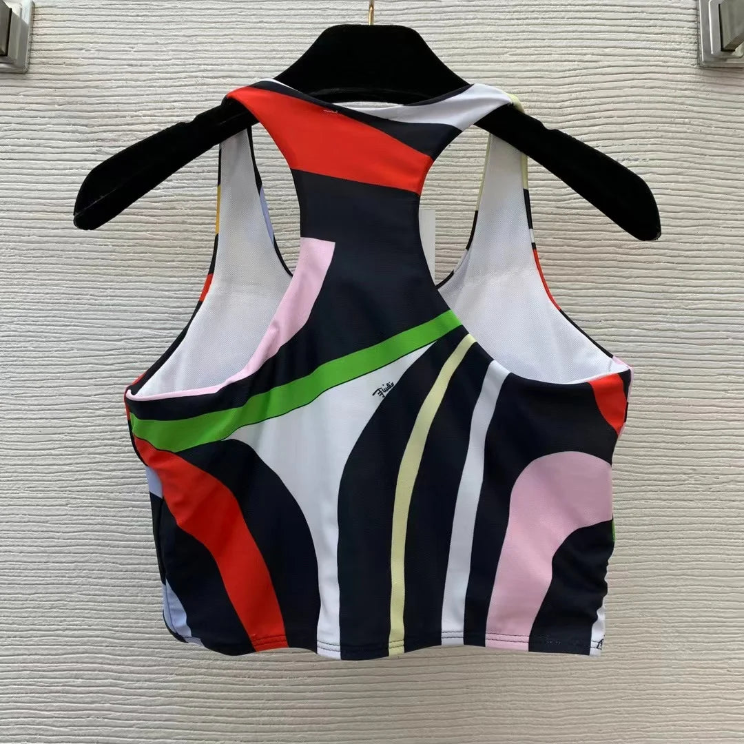 European Fashion Design Women's Two-piece Swimsuits Tight Fitting Vest Pants Swimwear Sports Yoga Suits Beach Casual Bikini