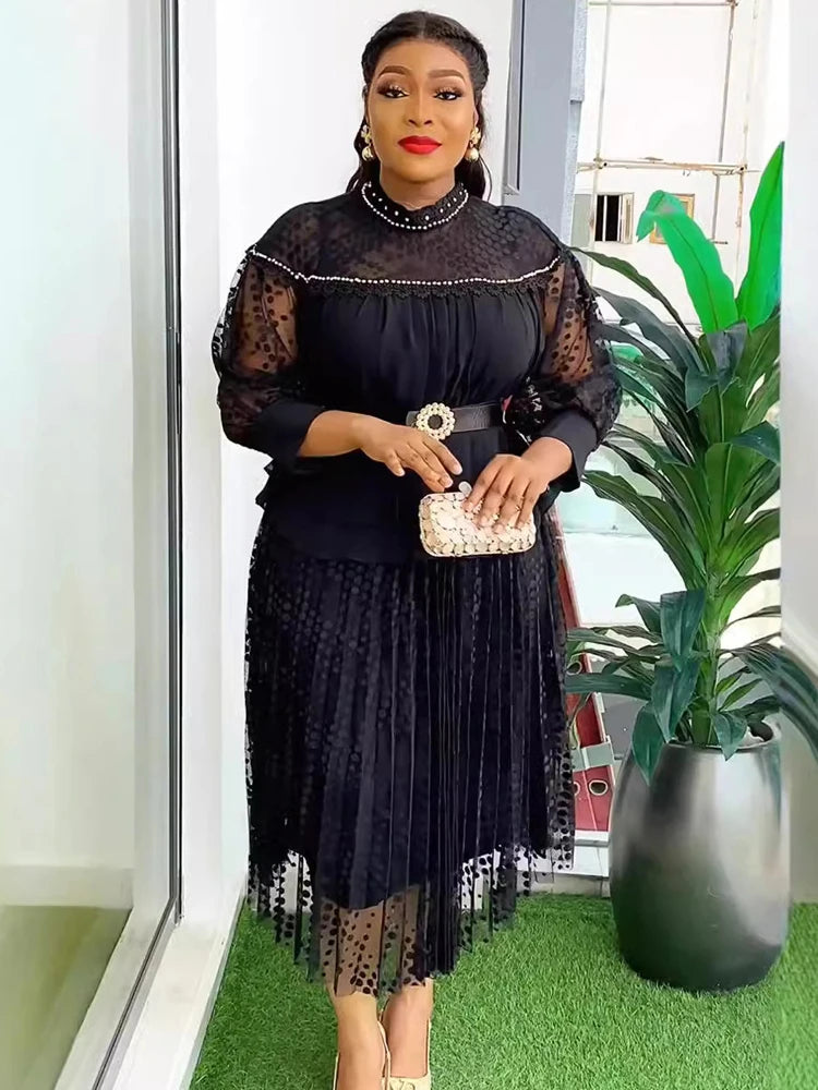 Summer Dresses For Women Wedding Party Prom Evening Gown Dashiki Pleated Maxi Robe Office Ladies Clothing