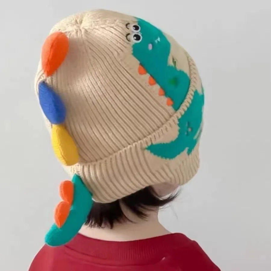 Hot Kid Winter Children Warm Hats Embroidered Cute Cartoon Dinosaur Warm Hats Boys Girls Windproof Thickened Ear Protection Hats