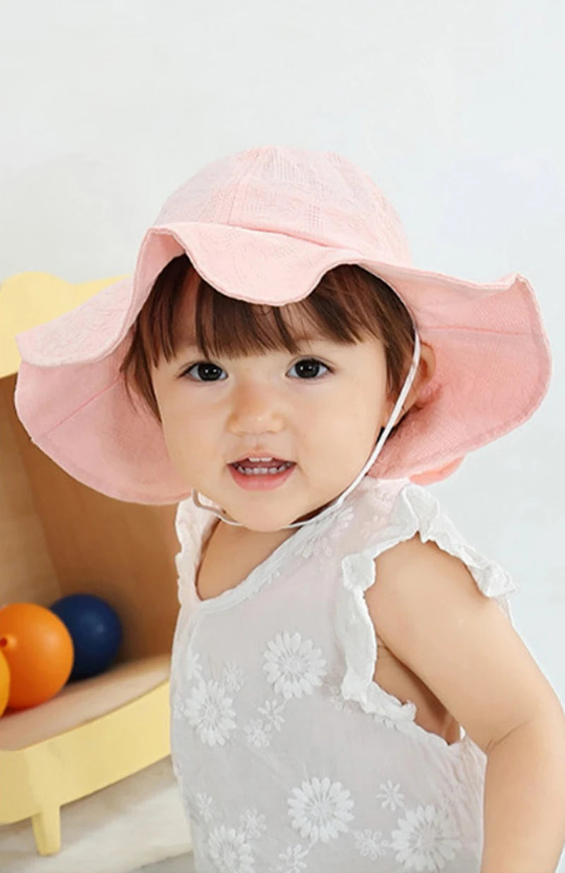 Princess Baby Bucket Hat for Girls Big Bow Summer Baby Girl Cap Wide Brim Travel Baby Sun Hat for Kids Accessories 1-3Y