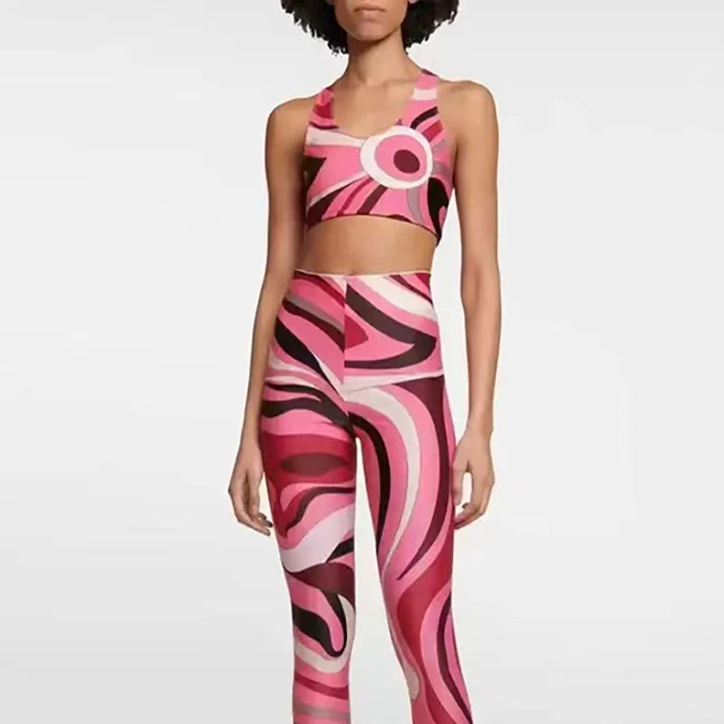 European Fashion Design Women's Two-piece Swimsuits Tight Fitting Vest Pants Swimwear Sports Yoga Suits Beach Casual Bikini