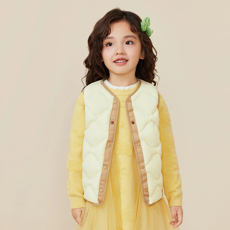Mini Bala Kids Down Vest Winter Reversible Duck Down Waterproof Windproof Warm Lightweight for Outdoor Activities Macaron Color