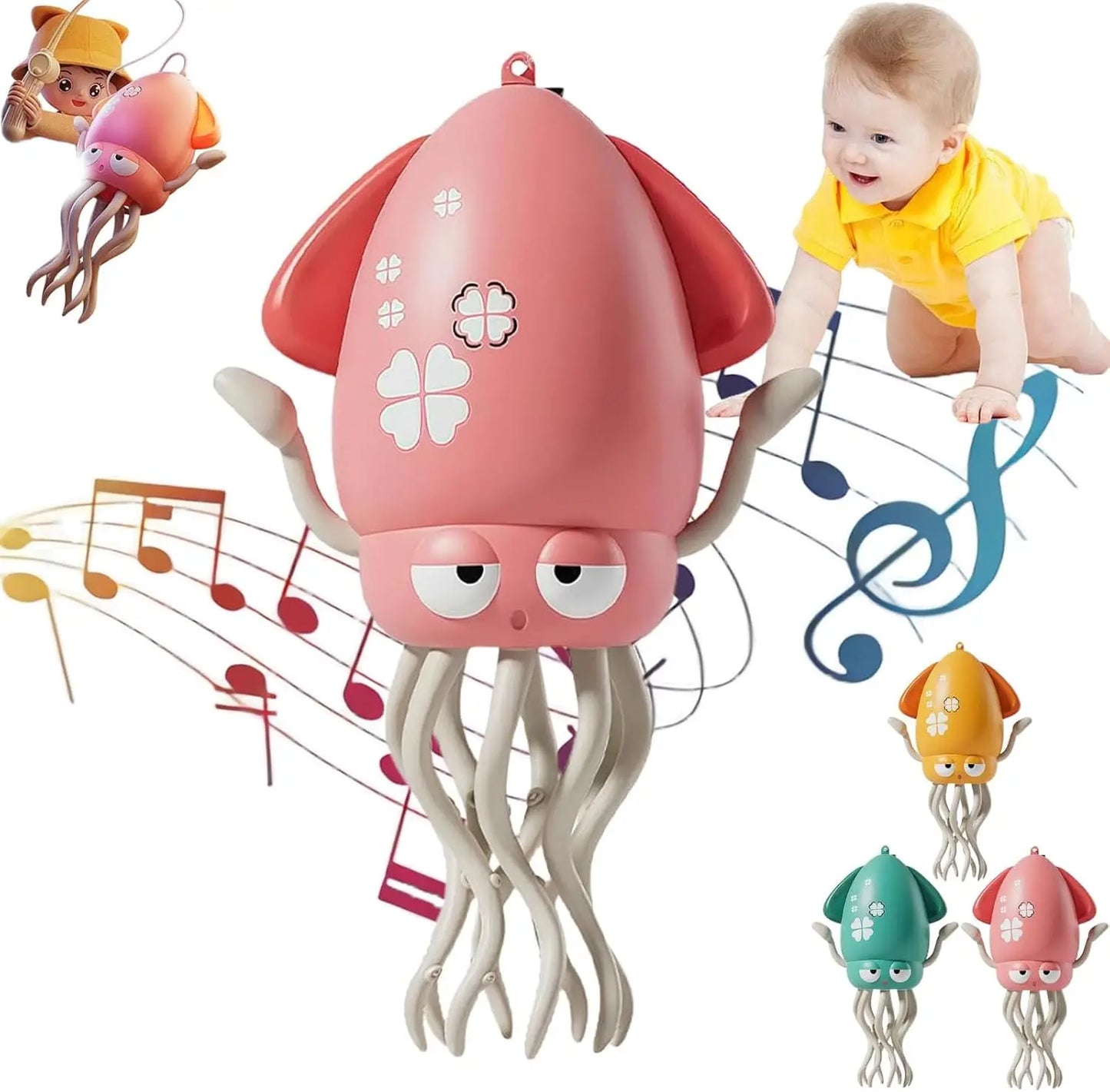 Electric Auto-Avoid Octopus with LED Lights Music Electric Crawling Octopus Toy Stress Relief Gift Octopus Interactive Robotics