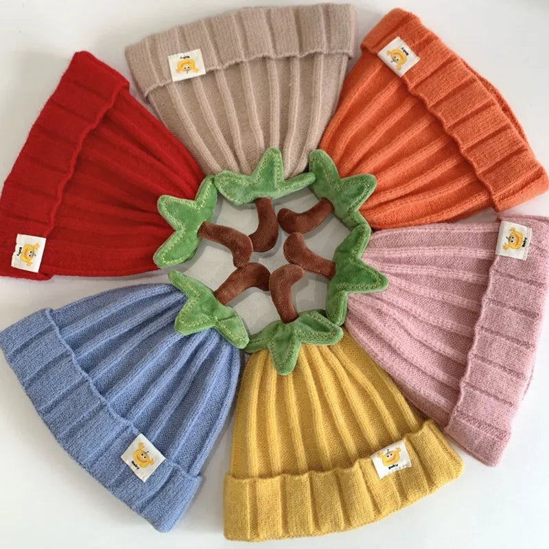 Winter Baby Hat Knitted Warm Soft Boys Girls Beanies Toddler Korean Ins Cute Solid Autumn Outdoor Kids Unisex Cap