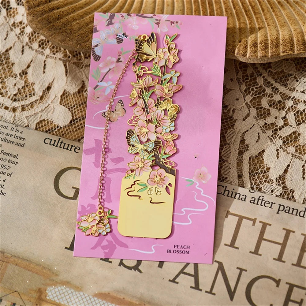 Retro Chinese Metal Hollow Bookmarks Creative Out Bookmark Book Clip Student Stationery School Office Supply New Year Gift