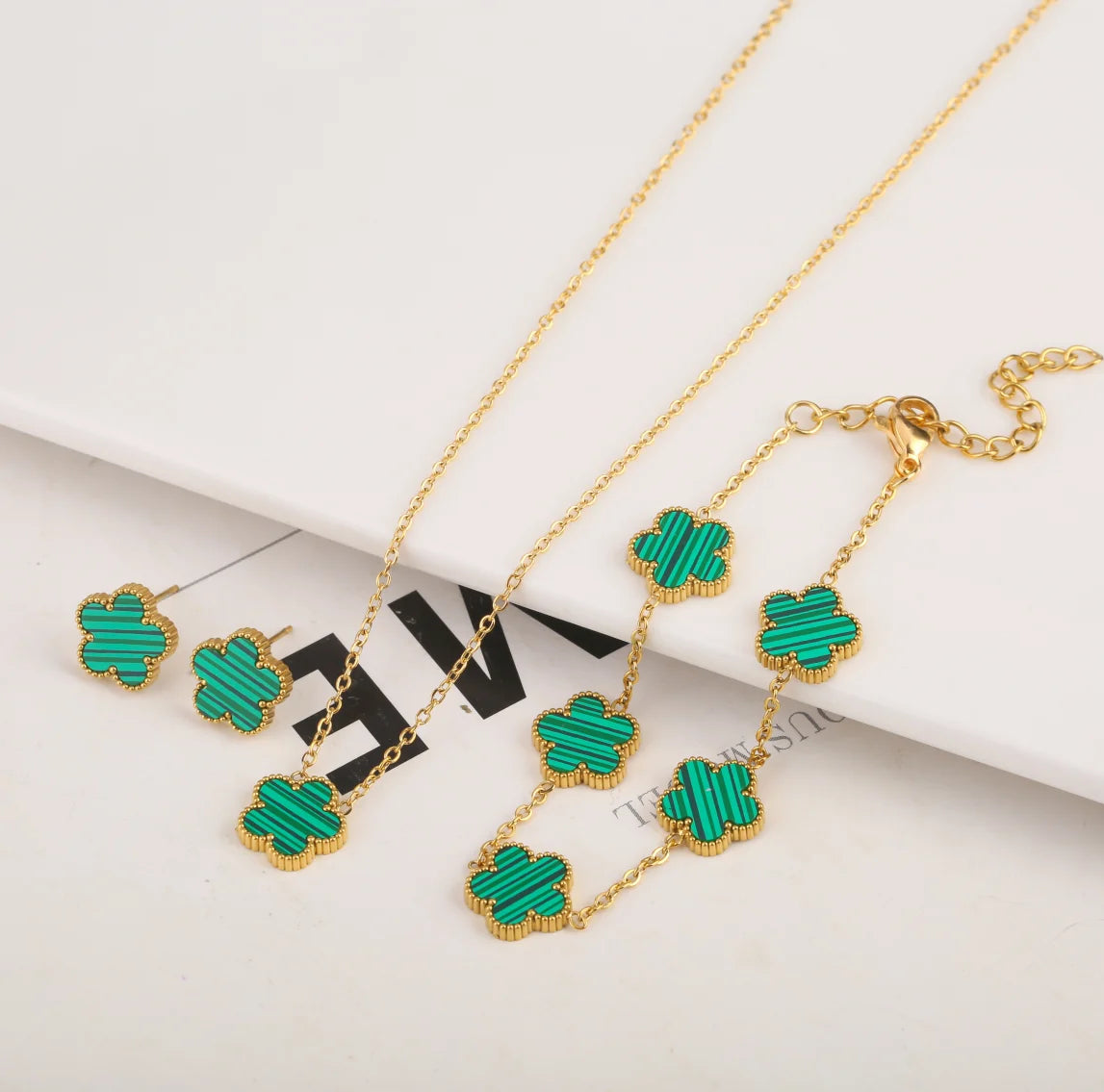 Hot Selling Stainless Steel Shell Plant Five Leaf Flower Set For Women's Jewelry Accessories Simple And Non Fading Clover Gift