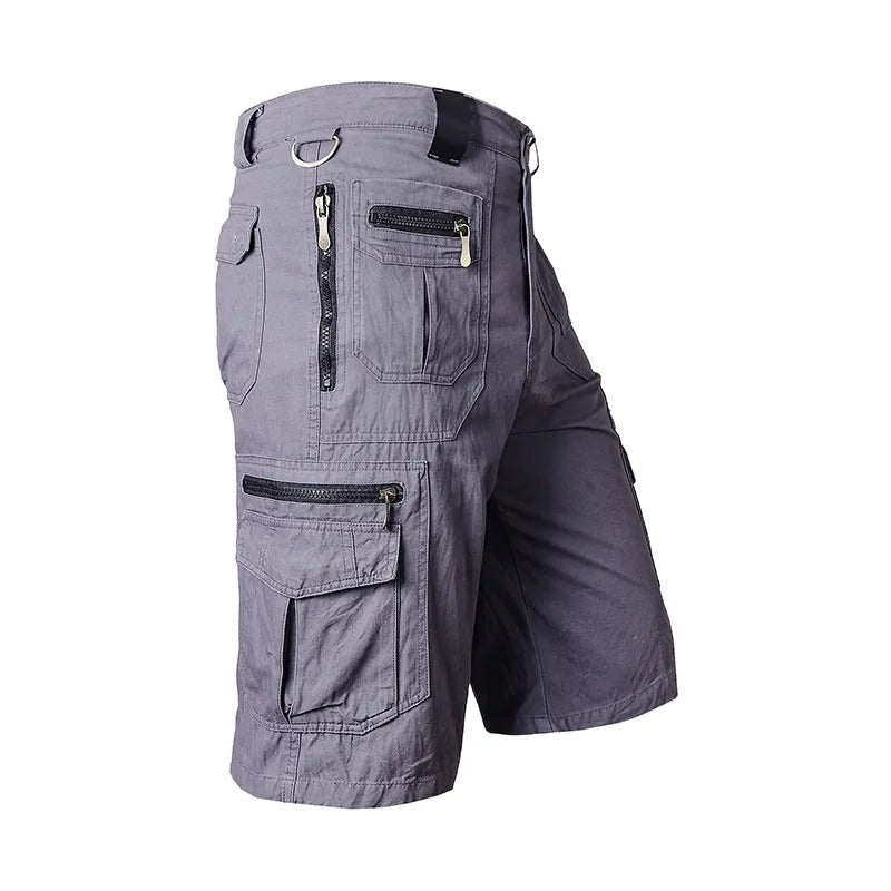 5XL Men Work Cargo Shorts Summer Pure Cotton Loose Straight Multi-pockets Casual Knee Length Hiking Sports Shorts Male Plus Size