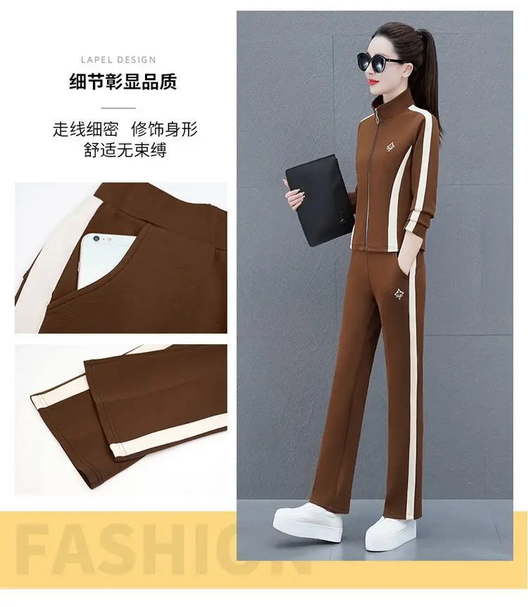 Women's Sportswear Suit Spring And Autumn Clothing New Fashion Leisure Tracksuit For Woman Crop Top Pants Two Pieces Sets