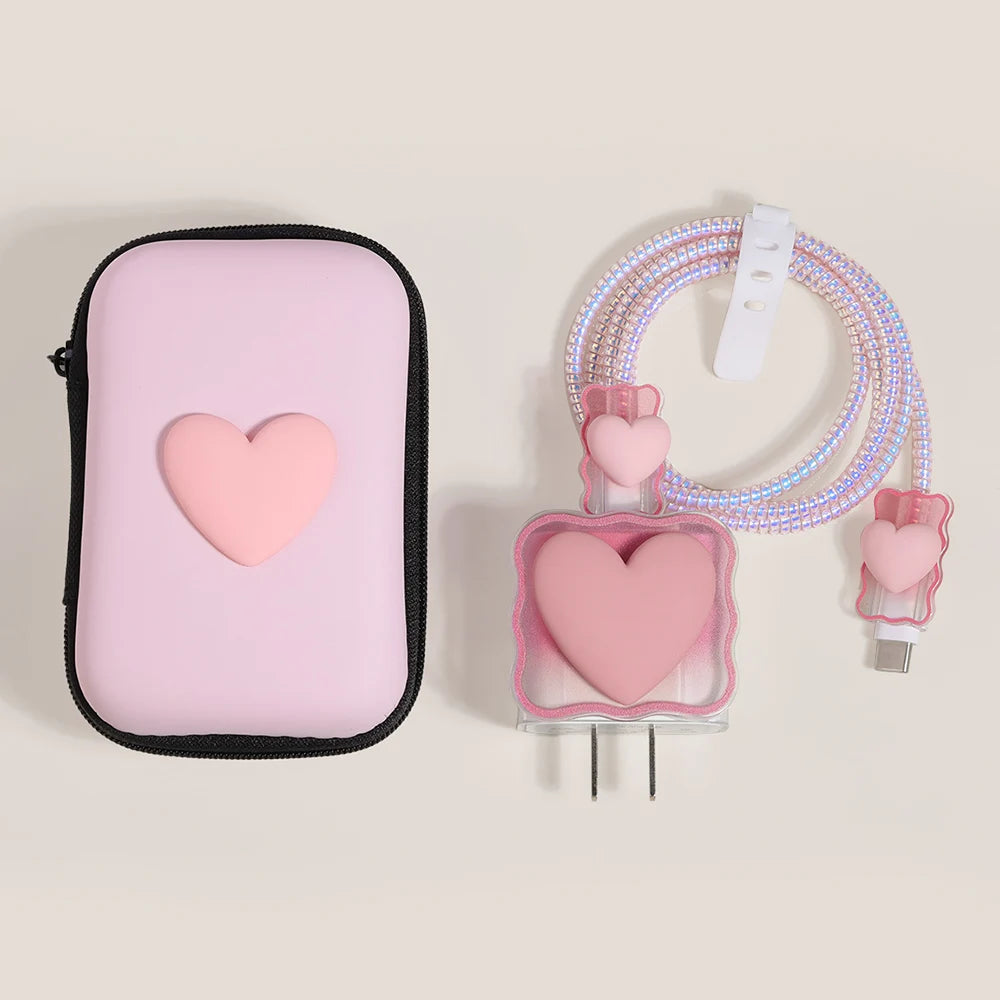 Cute Ins Cable Protector For iPhone iPad 18W/20W Charger Protective Case With Storage Bag Cable Management Wire Cord Unique Organizer