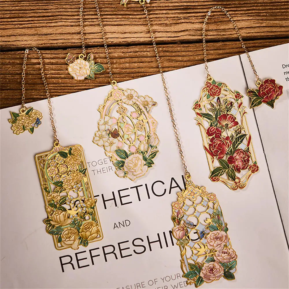 Retro Chinese Metal Hollow Bookmarks Creative Out Bookmark Book Clip Student Stationery School Office Supply New Year Gift