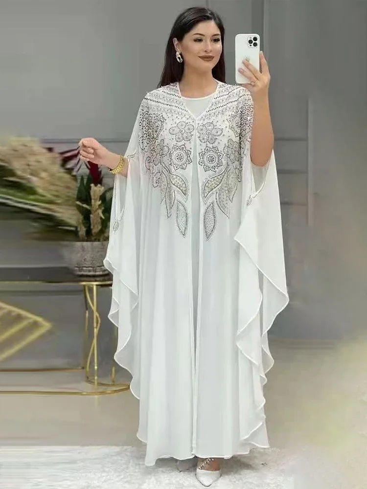Abayas For Women Dubai Luxury Chiffon Boubou Muslim Fashion Dress Caftan Wedding Party Occasions Djellaba Femme