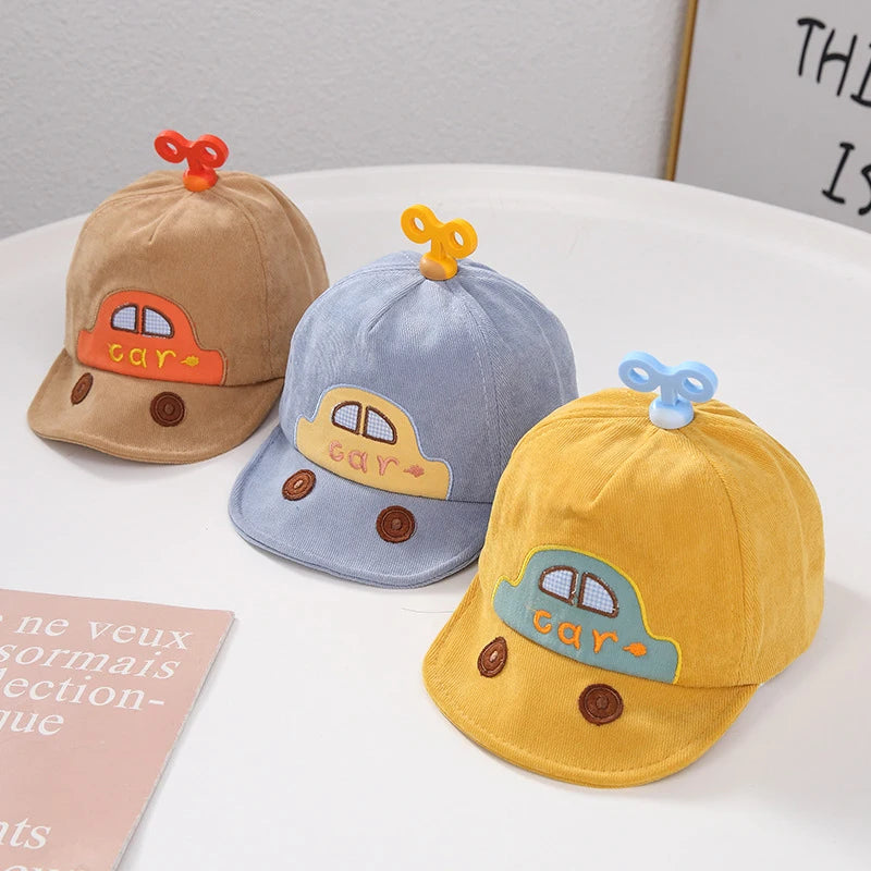 Spring Autumn Thick Cotton Children Duck Tongue Hat Cute Cartoon Car Baby Peaked Caps Boys Girls Fashion Baseball Hat Kids Visor
