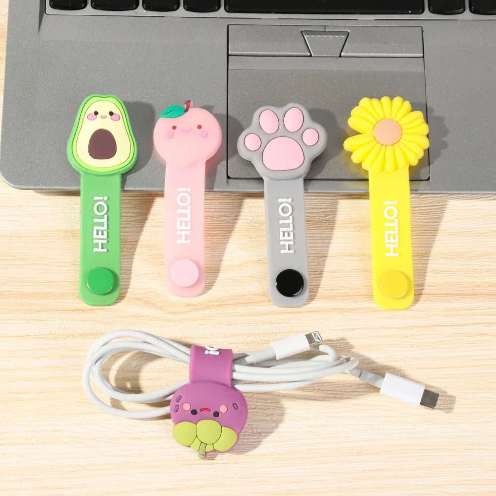 1PC Hot Headset Silicone Multifunction Data Line Storage Winder Cable Protector Cute Cartoon Cord Protector