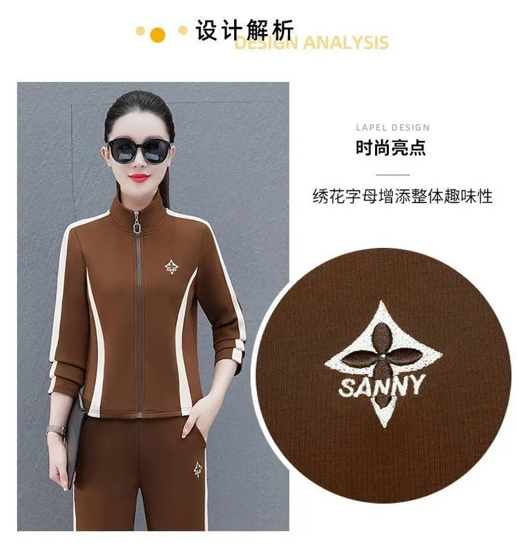 Women's Sportswear Suit Spring And Autumn Clothing New Fashion Leisure Tracksuit For Woman Crop Top Pants Two Pieces Sets