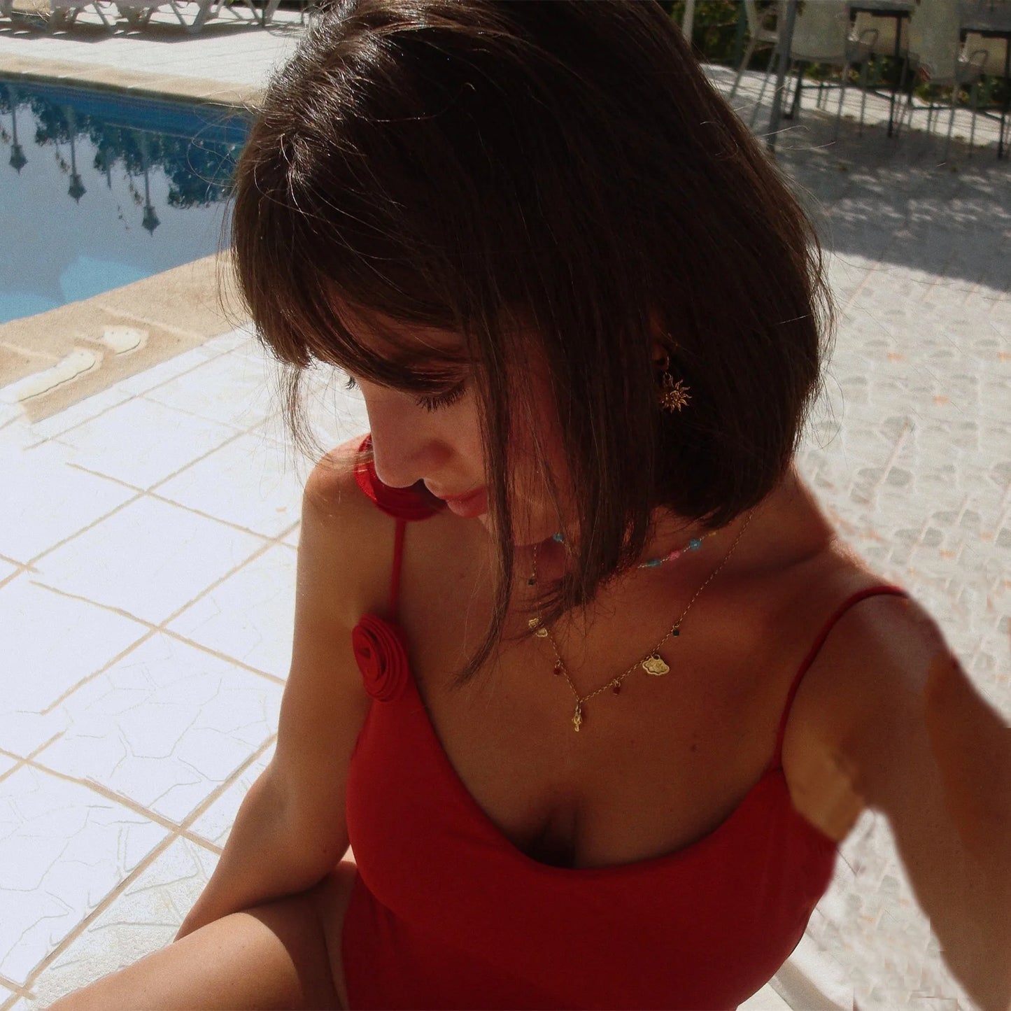 Red Flower Swimsuit With Cover Up Luxury Woman Swimwear Off Shoulder Swim Suits Female Sliming Bodysuit Chic Beachwear