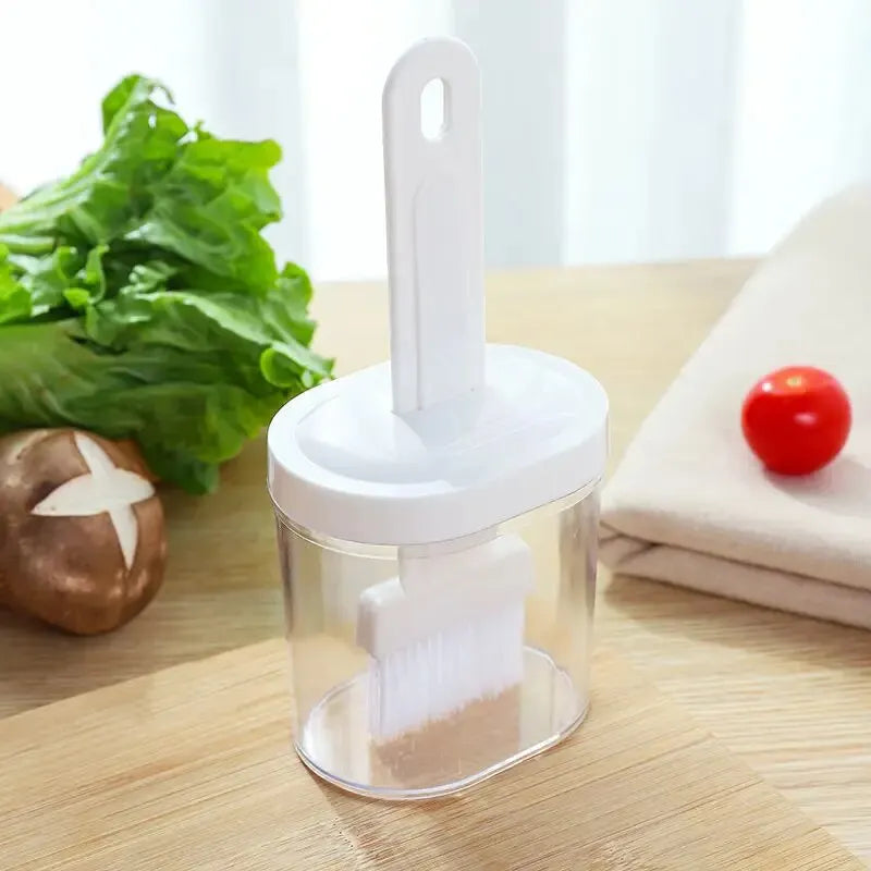 1Pc Oil Brush Pancake Oil Brush Integrated Oil Pot Brush With Bottle Kitchen Dustproof Household High Temperature Baking Tool - unique