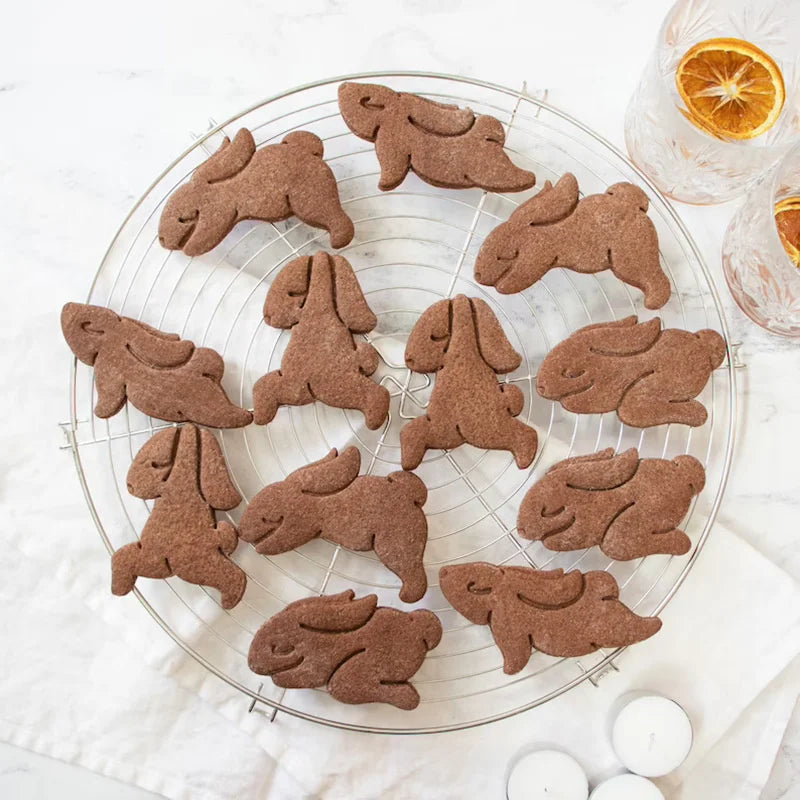 1/4pcs Cute Yoga Rabbit Easter Christmas Plastic Cookie Embossed Mold Fondant Cookie Cutter Bunny Biscuit Mold DIY Baking Tools